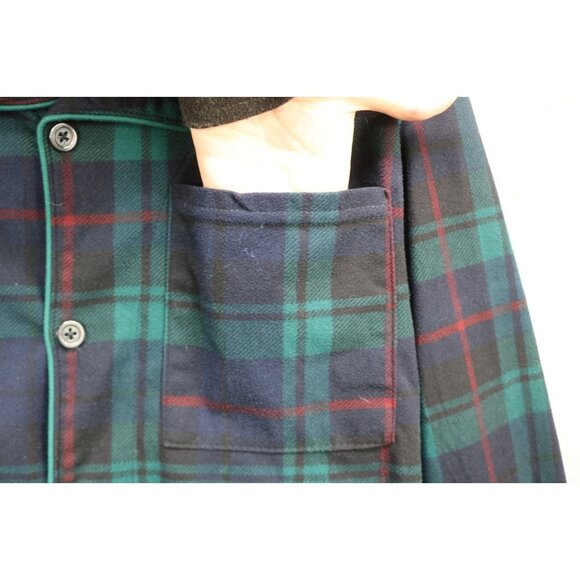 Cuddl Duds Navy/Green Plaid Pajama Set-Size Medium-Drawstring-Pockets-Classic - Picture 12 of 16